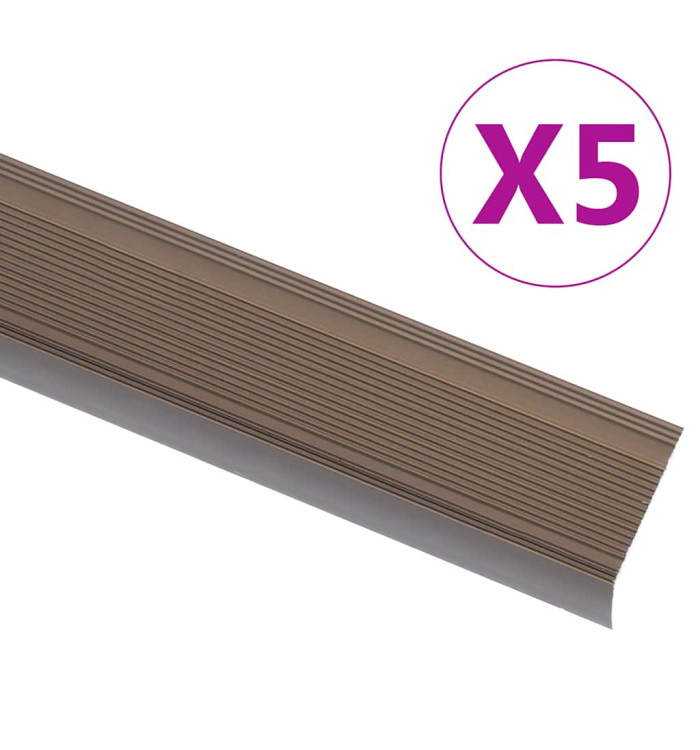 Nez de marche Forme en L 5 pcs Aluminium 100 cm Marron | Mobilier & Déco