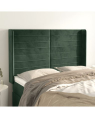 Tête de lit avec oreilles Vert foncé 147x16x118/128 cm Velours | Mobilier & Déco