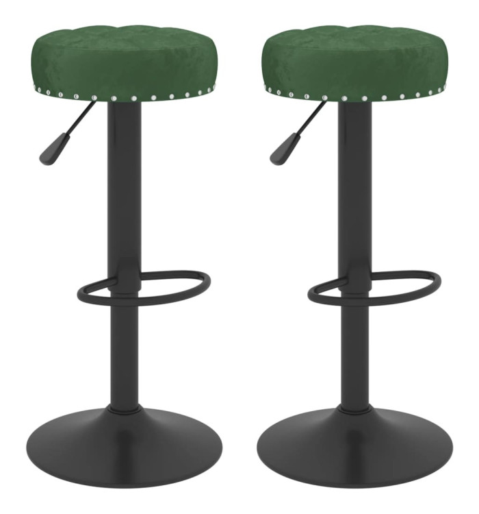 Tabourets de bar lot de 2 vert foncé velours | Mobilier & Déco