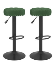Tabourets de bar lot de 2 vert foncé velours | Mobilier & Déco