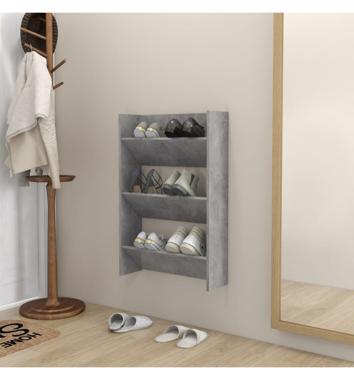 Armoire à chaussures murale Gris béton 60x18x90 cm Aggloméré | Mobilier & Déco