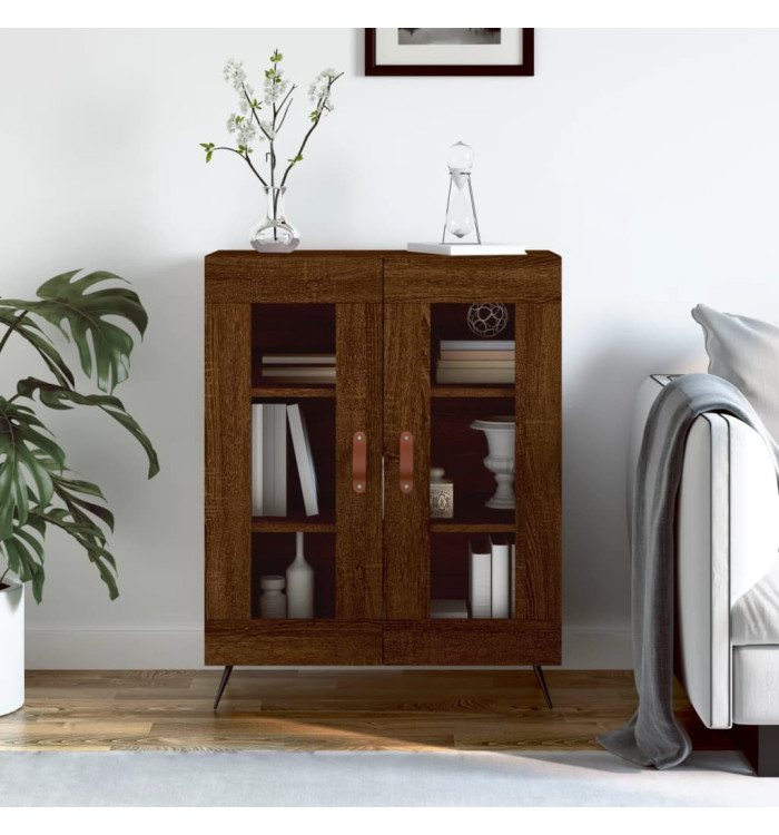 Buffet chêne marron 69,5x34x90 cm bois d'ingénierie | Mobilier & Déco