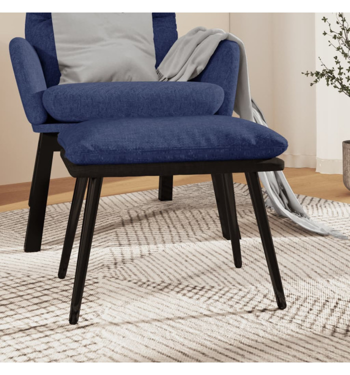 Repose-pied Bleu 45x29,5x35 cm Tissu et similicuir | Mobilier & Déco
