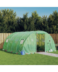 Serre avec cadre en acier vert 16 m² 4x4x2 m | Mobilier & Déco
