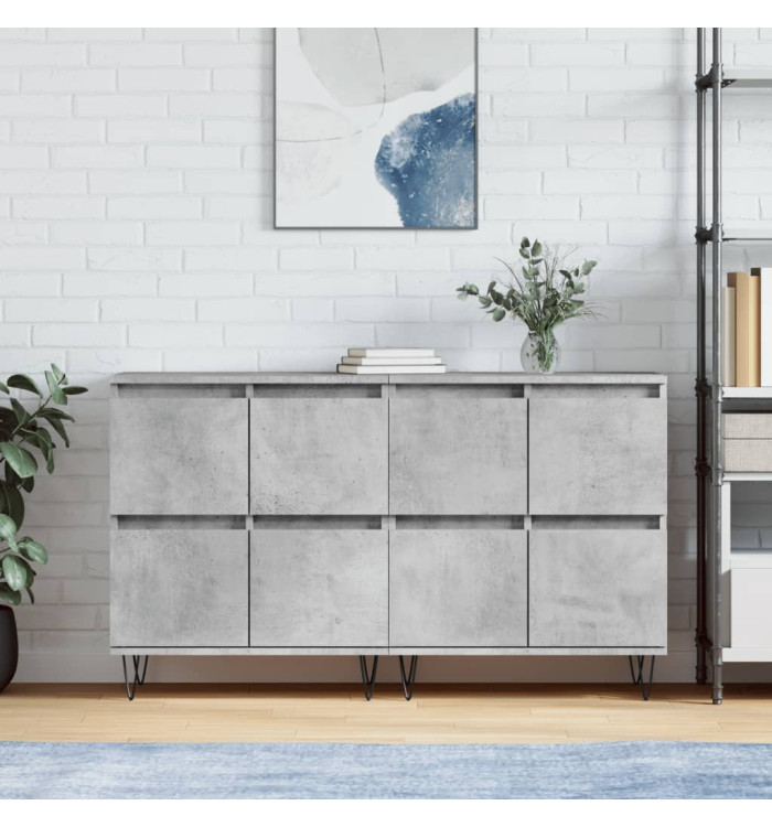 Buffets 2 pcs gris béton bois d'ingénierie | Mobilier & Déco