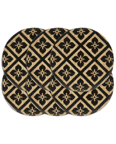 Napperons 6 pcs Noir 38 cm Rond Jute | Mobilier & Déco