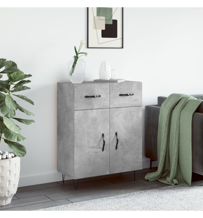Buffet gris béton 69,5x34x90 cm bois d'ingénierie | Mobilier & Déco
