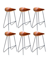 Chaises de bar lot de 6 marron cuir véritable | Mobilier & Déco