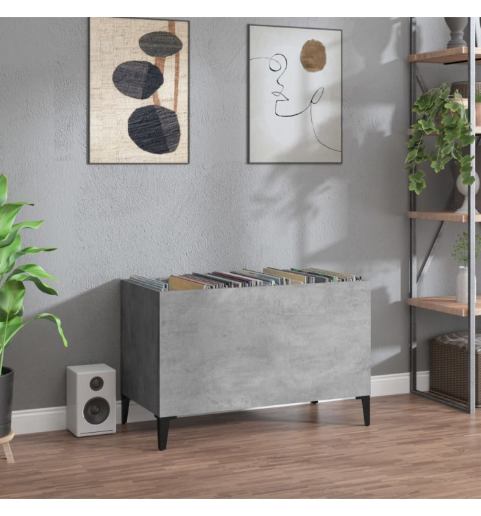 Armoire à disques gris béton 74,5x38x48 cm bois d'ingénierie | Mobilier & Déco