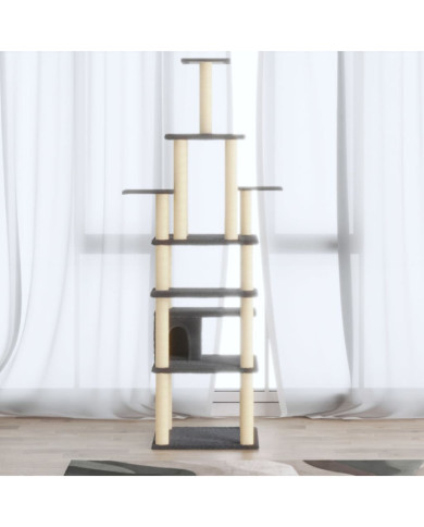 Arbre à chat avec griffoirs en sisal Gris foncé 183 cm | Mobilier & Déco
