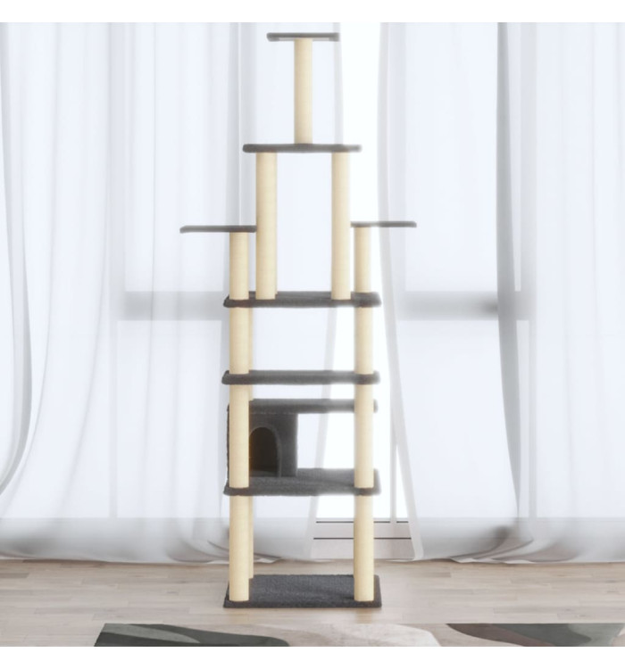 Arbre à chat avec griffoirs en sisal Gris foncé 183 cm | Mobilier & Déco