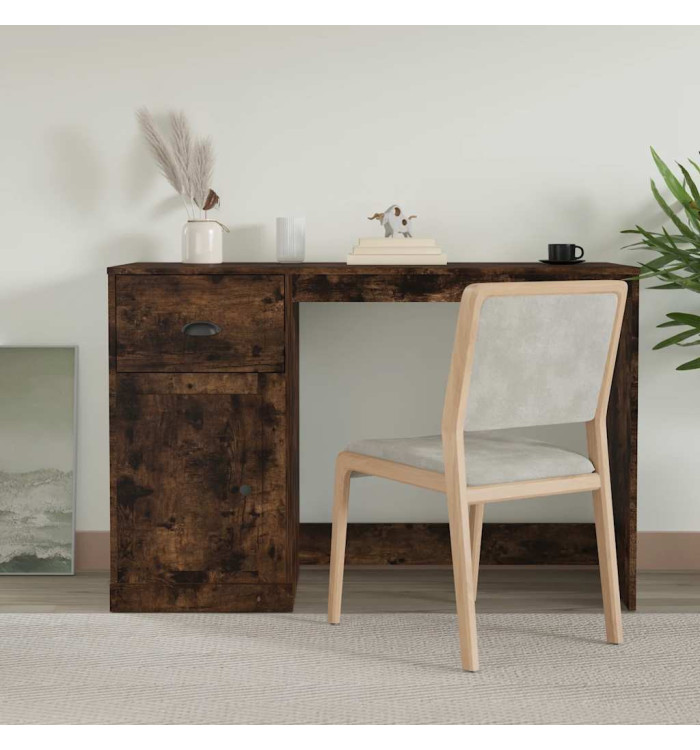 Bureau avec tiroir chêne fumé 115x50x75 cm bois d'ingénierie | Mobilier & Déco