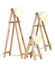 Lampadaires 3 pcs Blanc E27 Bois de manguier massif | Mobilier & Déco