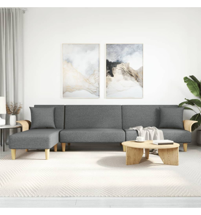 Canapé-lit en forme de L gris foncé 279x140x70 cm tissu | Mobilier & Déco