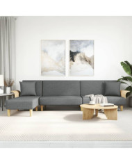 Canapé-lit en forme de L gris foncé 279x140x70 cm tissu | Mobilier & Déco