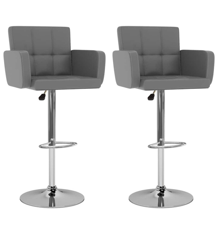 Tabourets de bar lot de 2 gris similicuir | Mobilier & Déco