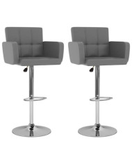 Tabourets de bar lot de 2 gris similicuir | Mobilier & Déco