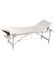 Table pliable de massage Blanc crème 3 zones cadre en aluminium | Mobilier & Déco