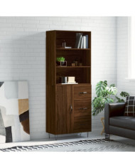 Buffet haut Chêne marron 69,5x34x180 cm Bois d'ingénierie | Mobilier & Déco