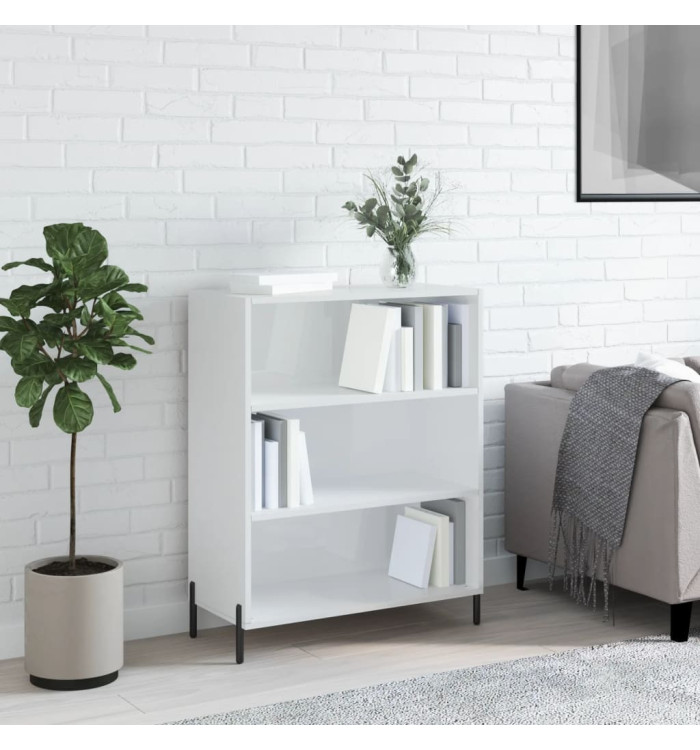Armoire à étagères blanc brillant 69,5x32,5x90 cm | Mobilier & Déco
