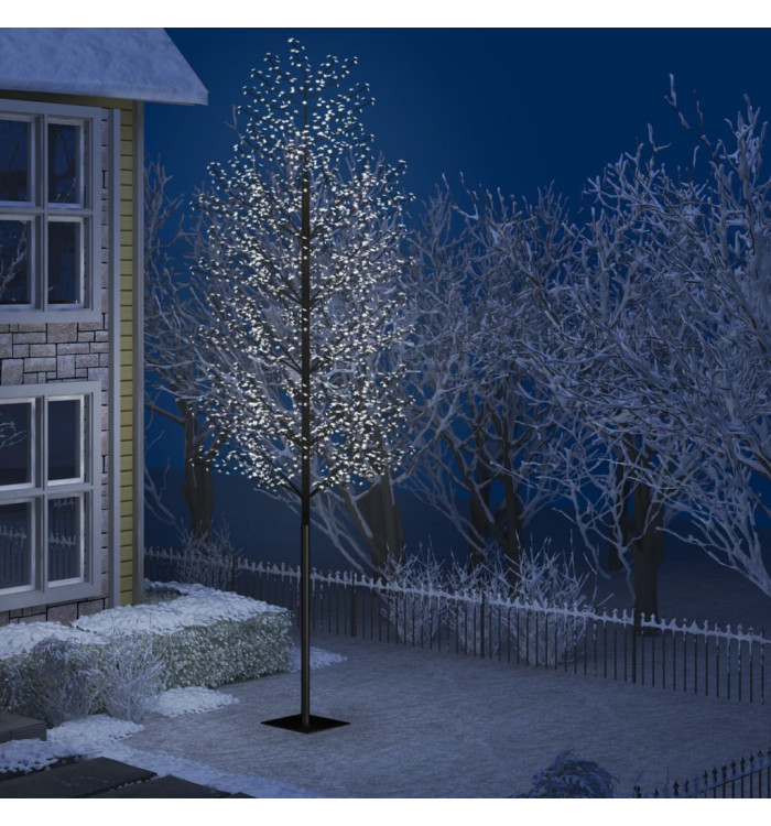 Sapin de Noël 2000 LED blanc froid Cerisier en fleurs 500 cm | Mobilier & Déco