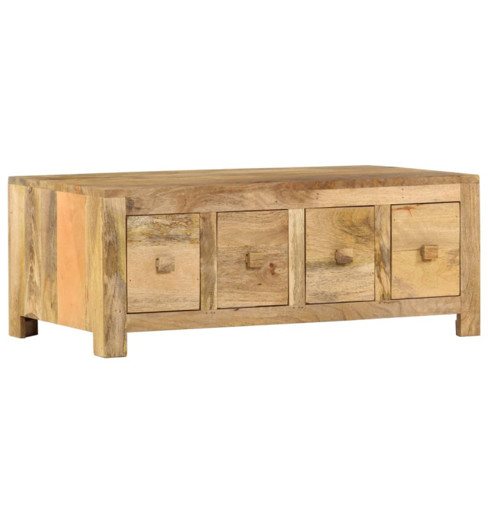 Table basse avec 4 tiroirs 90x50x35 cm Bois solide de manguier | Mobilier & Déco