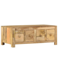 Table basse avec 4 tiroirs 90x50x35 cm Bois solide de manguier | Mobilier & Déco