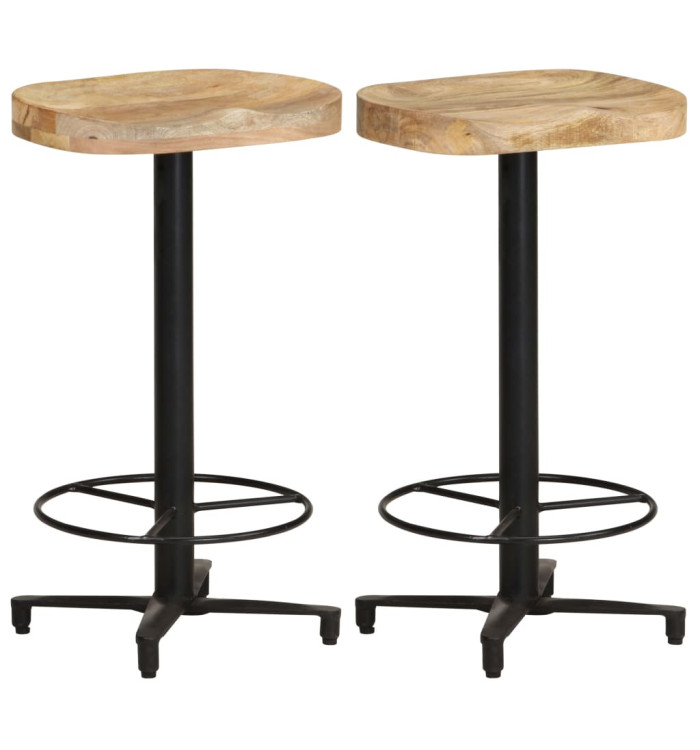 Tabourets de bar lot de 2 66 cm bois de manguier massif | Mobilier & Déco