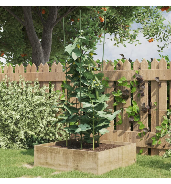 Supports pour plantes de jardin 4 anneaux 5pcs Vert 90 cm Acier | Mobilier & Déco