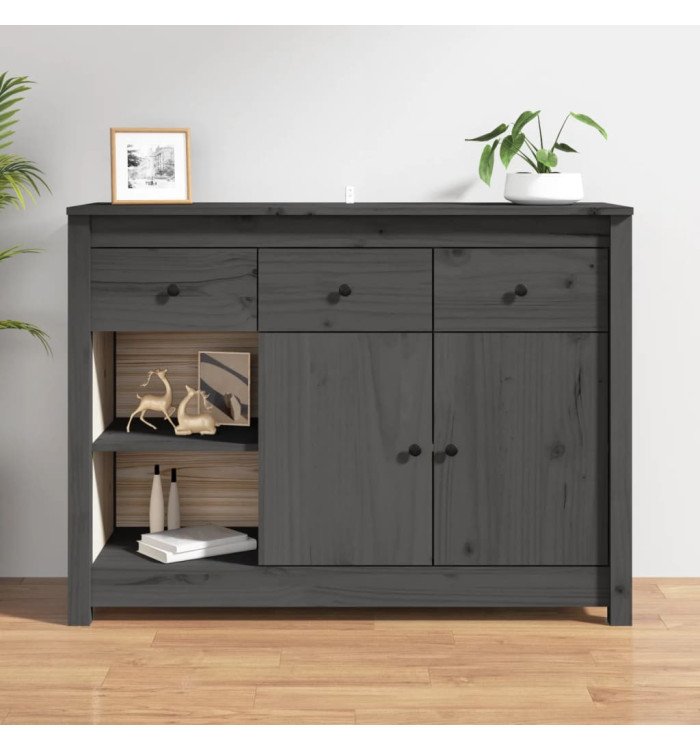 Buffet Gris 100x35x74 cm Bois massif de pin | Mobilier & Déco