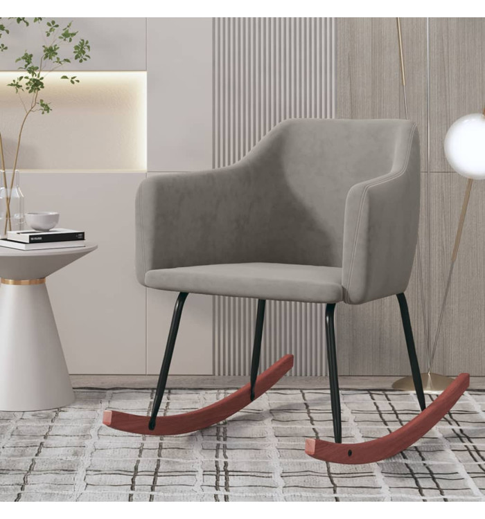 Chaise à bascule Gris clair Velours | Mobilier & Déco
