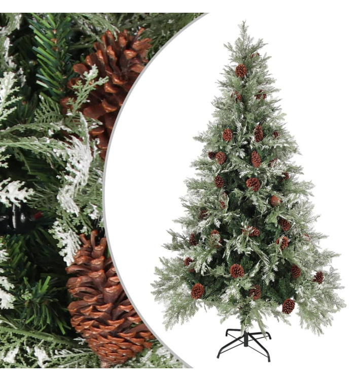 Sapin de Noël avec pommes de pin Vert et blanc 195 cm PVC et PE | Mobilier & Déco