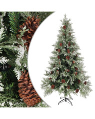 Sapin de Noël avec pommes de pin Vert et blanc 195 cm PVC et PE | Mobilier & Déco