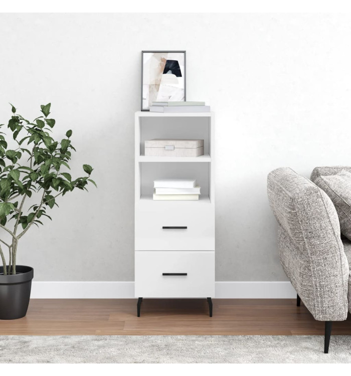 Buffet Blanc brillant 34,5x34x90 cm Bois d'ingénierie | Mobilier & Déco