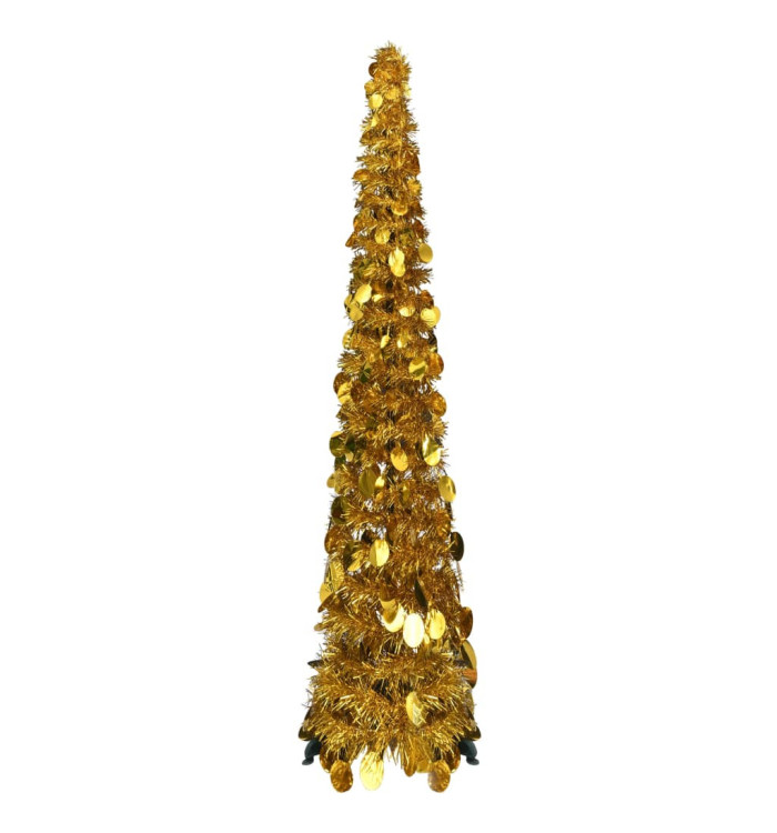 Sapin de Noël artificiel escamotable doré 120 cm PET | Mobilier & Déco