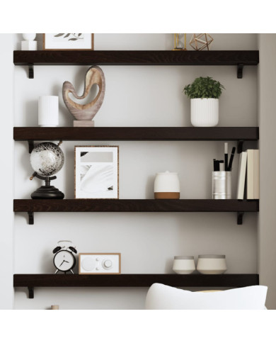 Étagère murale marron foncé 100x10x6cm bois chêne massif traité | Mobilier & Déco