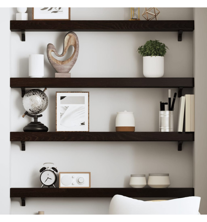 Étagère murale marron foncé 100x10x6cm bois chêne massif traité | Mobilier & Déco