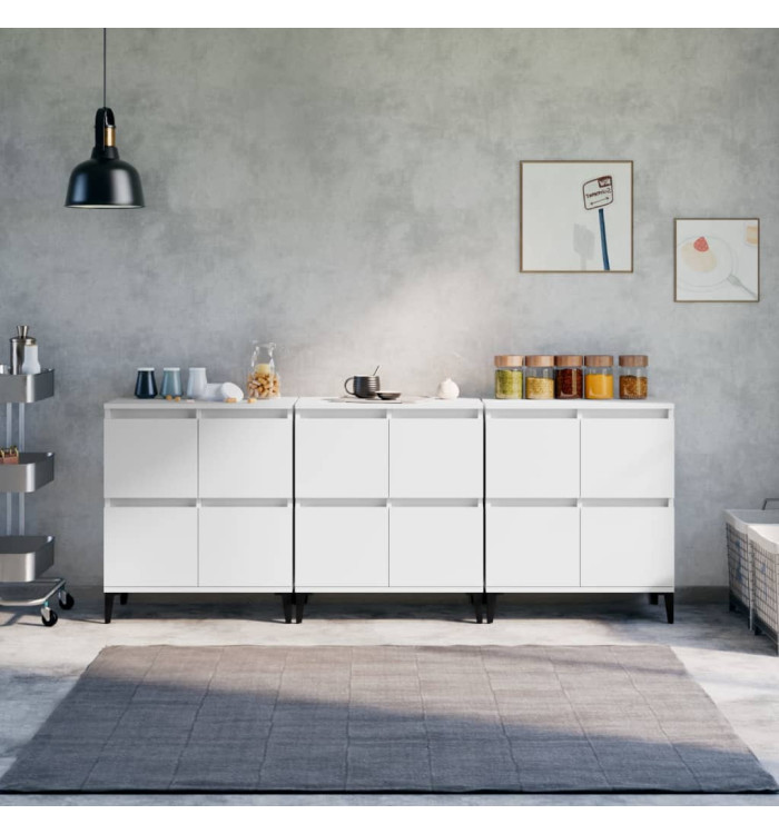 Buffets 3 pcs blanc 60x35x70 cm bois d'ingénierie | Mobilier & Déco