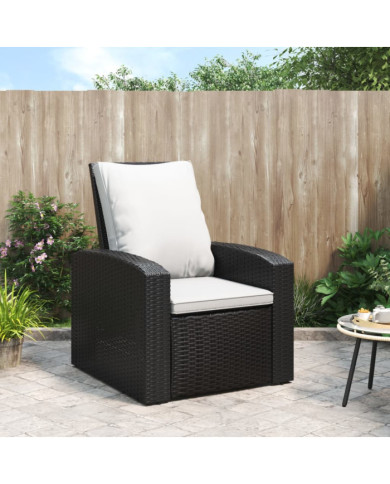 Fauteuil inclinable de jardin avec coussins noir résine tressée | Mobilier & Déco