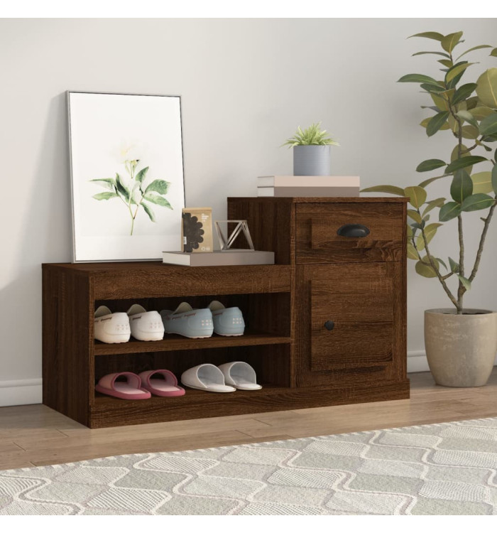 Armoire à chaussures chêne marron 100x42x60cm bois d'ingénierie | Mobilier & Déco