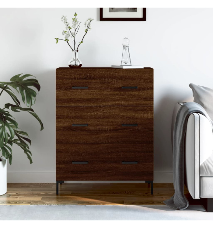Buffet chêne marron 69,5x34x90 cm bois d'ingénierie | Mobilier & Déco