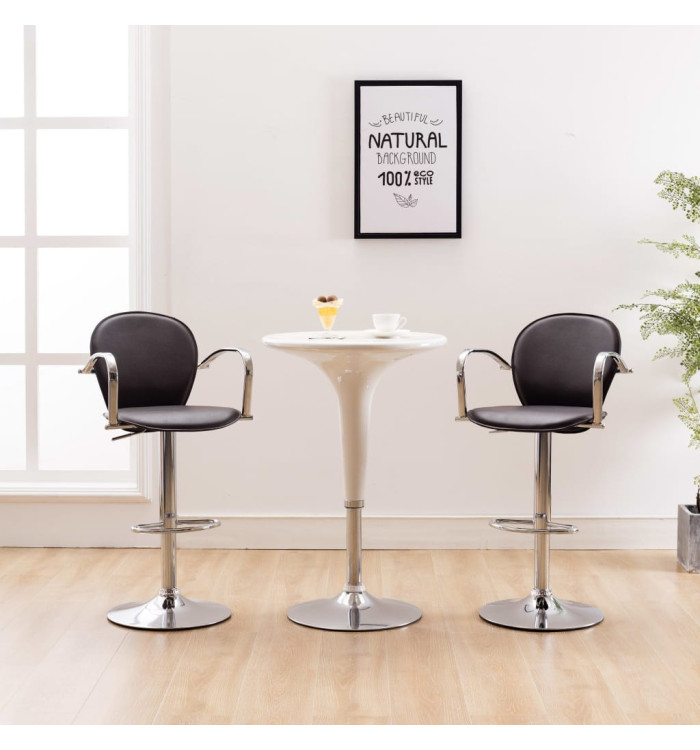 Tabourets de bar avec accoudoir lot de 2 marron similicuir | Mobilier & Déco