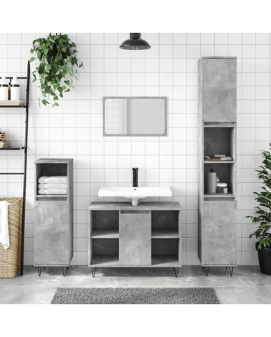 Armoire de salle de bain gris béton 30x30x100 cm | Mobilier & Déco
