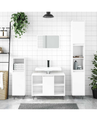 Armoire de salle de bain blanc brillant 80x33x60 cm | Mobilier & Déco