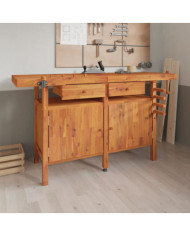 Établi avec tiroirs et étaux 162x62x83 cm Bois massif d'acacia | Mobilier & Déco