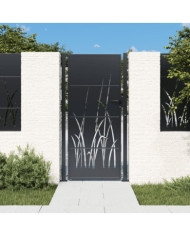 Portail de jardin anthracite 105x205cm acier conception d'herbe | Mobilier & Déco