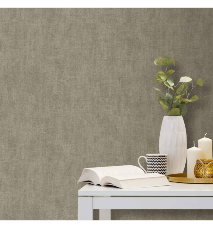 DUTCH WALLCOVERINGS Papier peint simple gris-marron | Mobilier & Déco