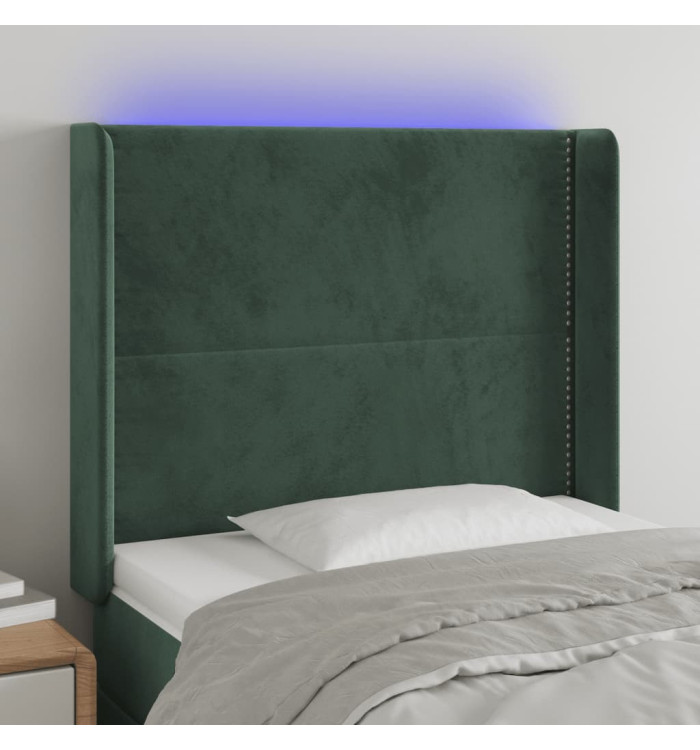 Tête de lit à LED Vert foncé 103x16x118/128 cm Velours | Mobilier & Déco