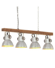 Plafonnier industriel Argenté E27 Bois de manguier | Mobilier & Déco
