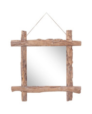 Miroir à bûches Naturel 70x70 cm bois de teck recyclé | Mobilier & Déco